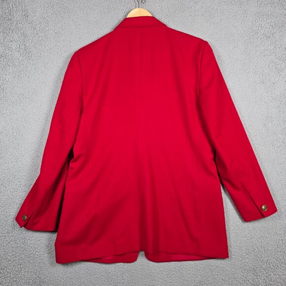 Vintage Talbots Blazer Womens Large 12 Worsted Wool Classic Jacket Red Preppy - Picture 6 of 15